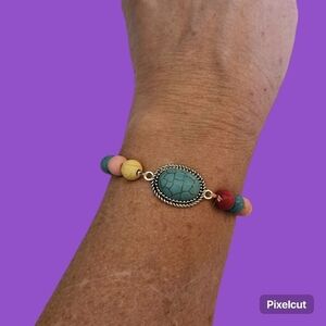 3/$30 Pastel Rainbow Beaded Howlite Cabochon Kidcore Stretch Bracelet